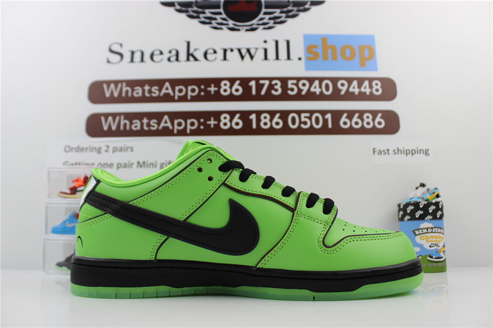 The Powerpuff Girls X Dunk Low Bubbles Green