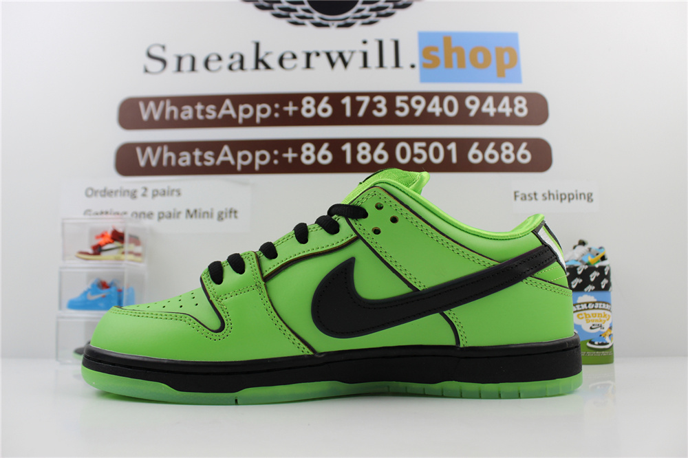 The Powerpuff Girls X Dunk Low Bubbles Green