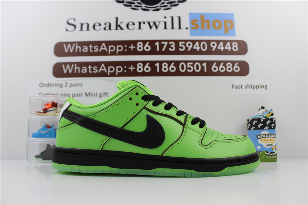 The Powerpuff Girls X Dunk Low Bubbles Green
