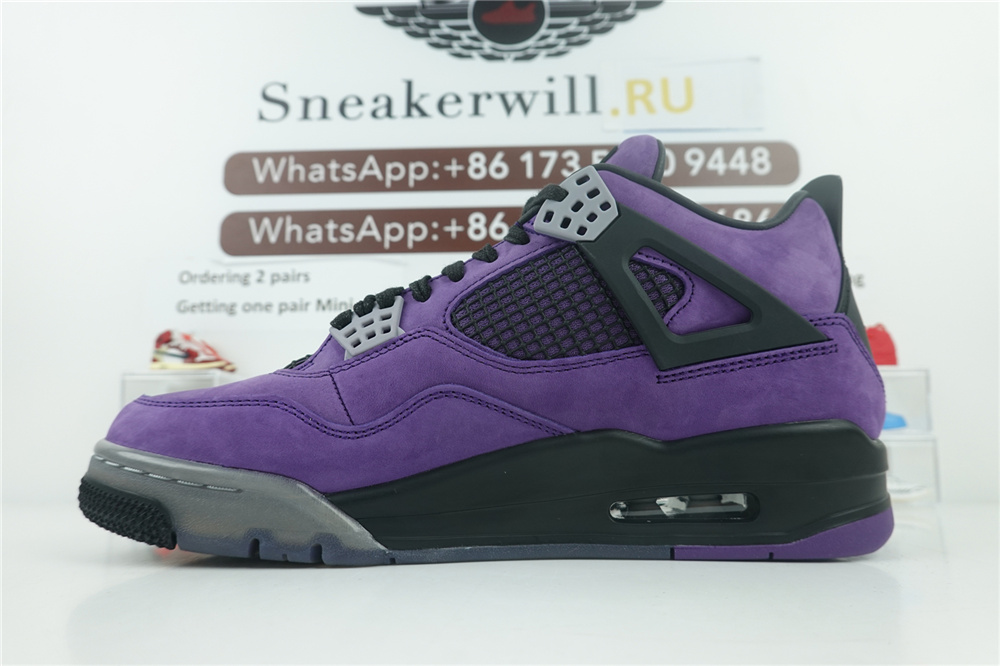 Travis Scott x Air Jordan 4 Purple (with transparency sole)