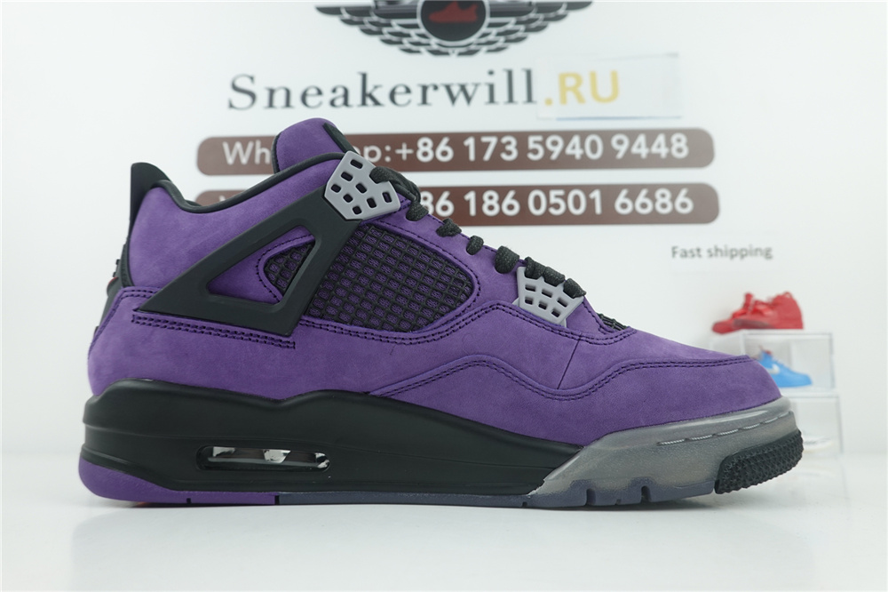 Travis Scott x Air Jordan 4 Purple (with transparency sole)