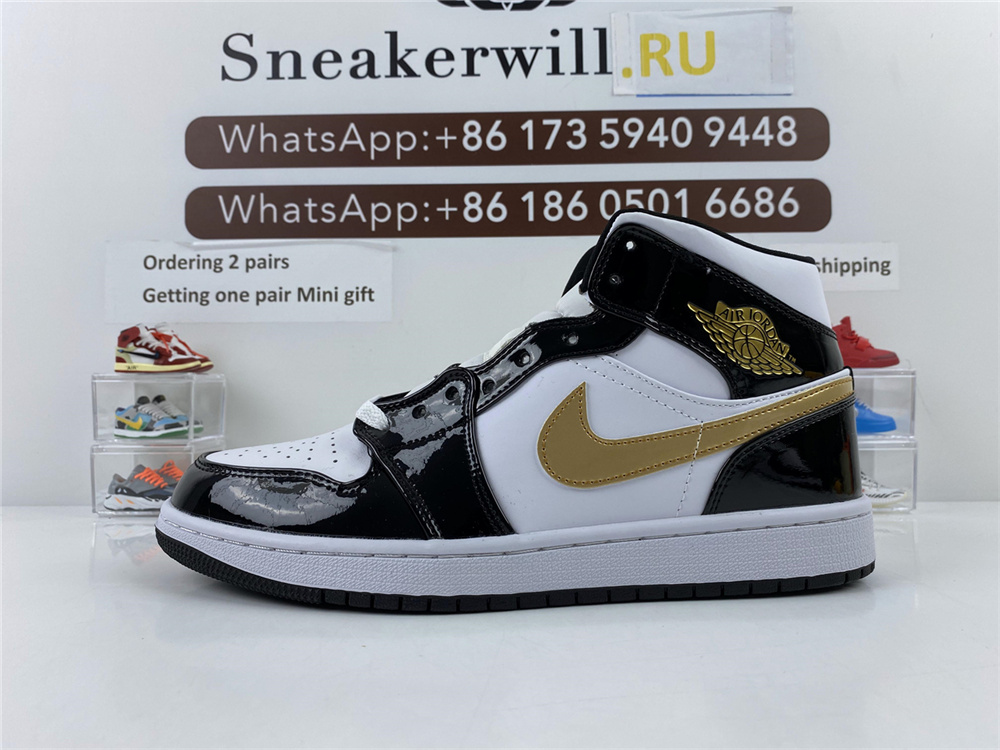 Air Jordan 1 Mid Metallic Gold White