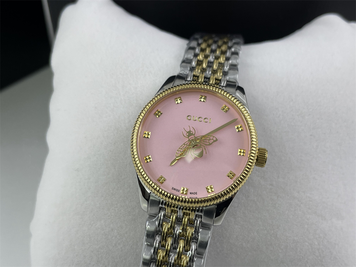G*u*i ladies watch gold pink bee